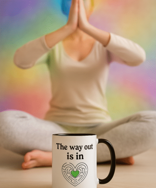 Ceramic Mug - Motivational Phrase_Chakras "The Way Out Is In" / Taza de Ceramica - Frase motivacional "La salida es hacia adentro... / Chakras"