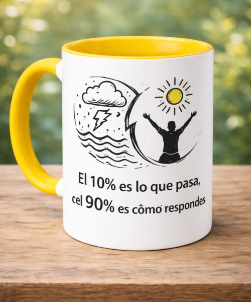 Ceramic Mug - Motivational Phrase / Taza de Ceramica - Frase motivacional "El 10% es lo que te pasa y el 90% como respondes"